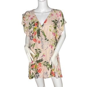Parker Silk Floral Print Short Sleeve Mini Dress Size 6 *** READ
